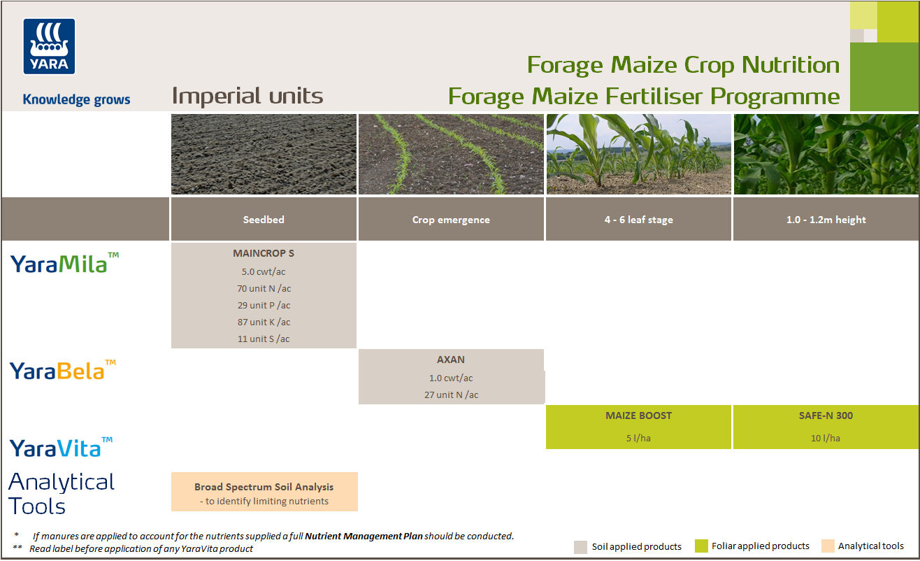 Forage maize fertiliser programme