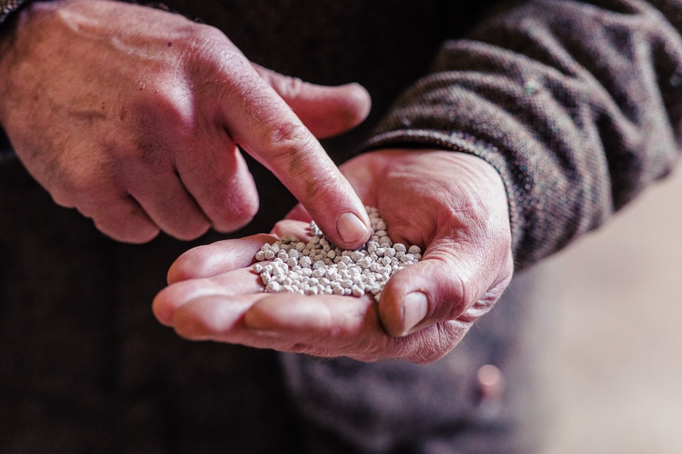YaraMila granules in a farmers hand